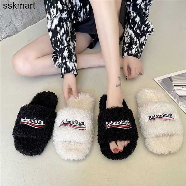 slippers designer luxury balencaigass penny version family lamb hair embroidery wool slipper lovers home word versatile network red women sh, Black
slippers designer luxury balencaigass penny version family lamb hair embroidery wool slipper lovers home word versatile network red women sh, Black