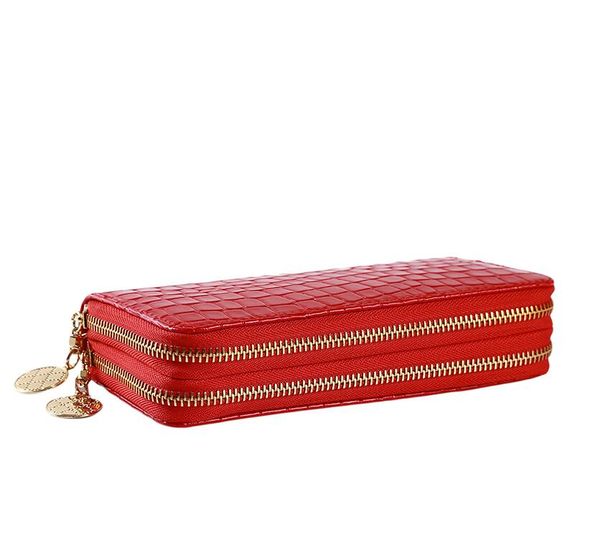 women's wallet double zipper designer bag leather card holder small change wallet purse for, Red;black
women's wallet double zipper designer bag leather card holder small change wallet purse for, Red;black