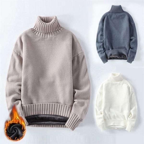 men's sweaters thick knitting plus velvet winter warm clothing high collar solid color loose flexible pullover male 220924, White;black
men's sweaters thick knitting plus velvet winter warm clothing high collar solid color loose flexible pullover male 220924, White;black