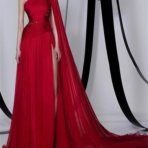 party dresses aline empire wedding guest formal evening dress one shoulder sleeveless court train chiffon with beading slit 220923, White;black
party dresses aline empire wedding guest formal evening dress one shoulder sleeveless court train chiffon with beading slit 220923, White;black