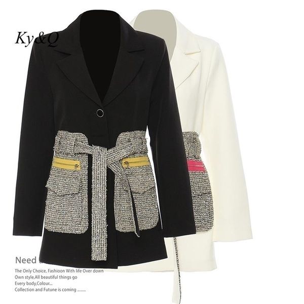 women's suits blazers autumn personalized design belt stitching mid-length suit jacket long-sleeved lapel single-breasted fashion slim, White;black
women's suits blazers autumn personalized design belt stitching mid-length suit jacket long-sleeved lapel single-breasted fashion slim, White;black