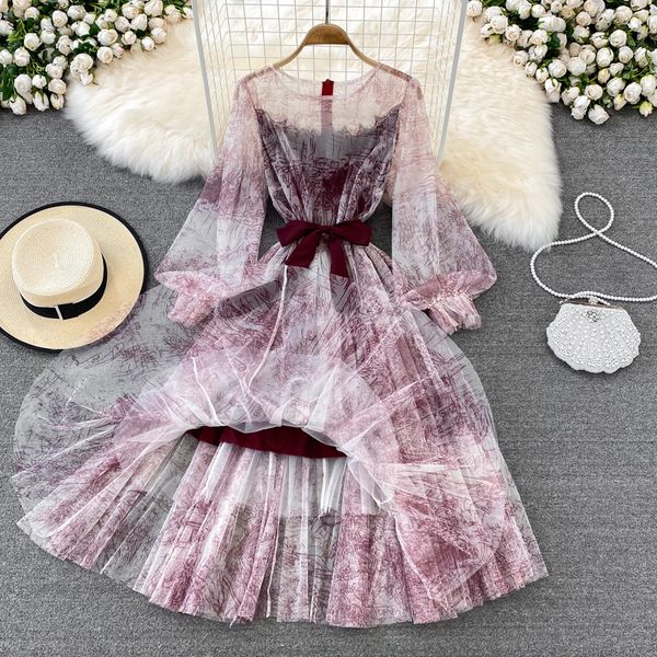 spring super fairy perspective ink vintage dress bubble sleeves with slim round neck mesh, Black;gray
spring super fairy perspective ink vintage dress bubble sleeves with slim round neck mesh, Black;gray