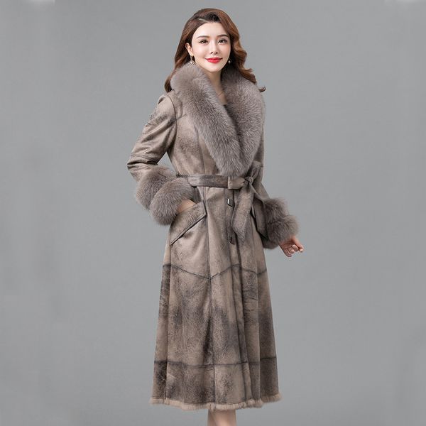 women s fur faux zdfurs double face rabbit coat long women winter clothing knee length collar cuffs slim overcoats female 220926, Black
women s fur faux zdfurs double face rabbit coat long women winter clothing knee length collar cuffs slim overcoats female 220926, Black