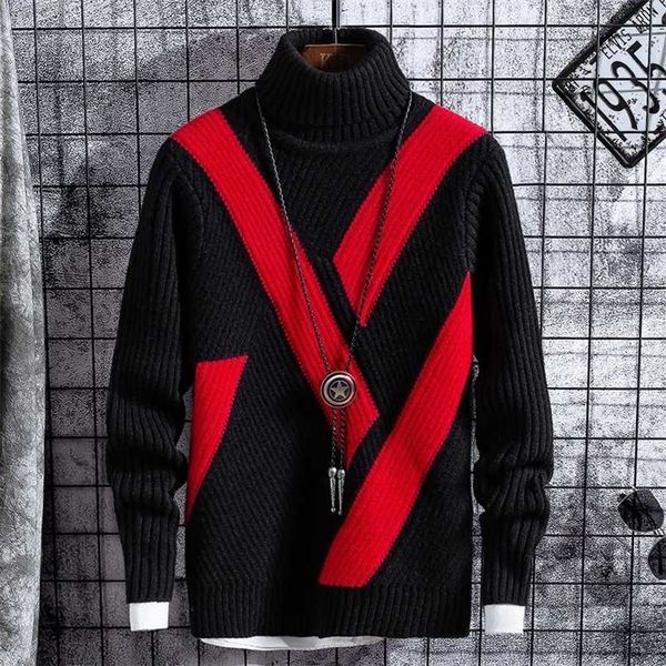 men's sweaters winter thick warm sweater men's high collar casual splicing christmas sweater loose pullover good qualit 220923, White;black
men's sweaters winter thick warm sweater men's high collar casual splicing christmas sweater loose pullover good qualit 220923, White;black