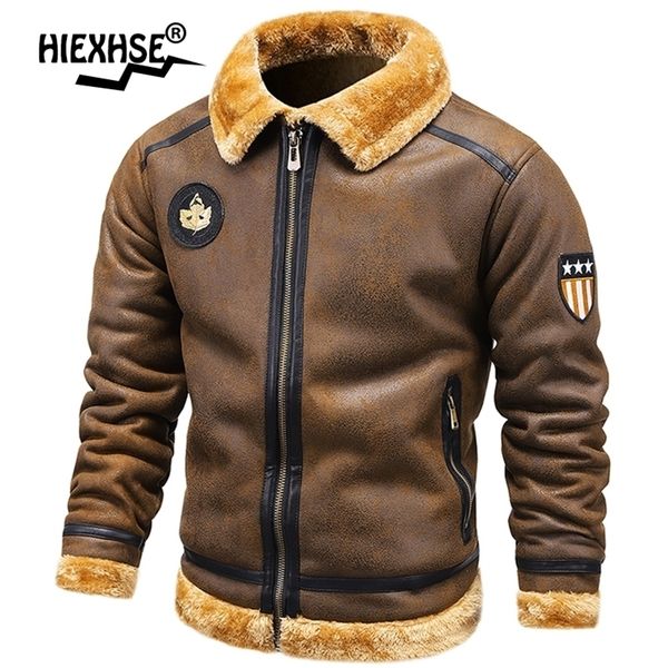 men's leather faux hiexse brand autumn thick warm fleece jacket coat winter outwear military bomber motor biker 220924, Black
men's leather faux hiexse brand autumn thick warm fleece jacket coat winter outwear military bomber motor biker 220924, Black