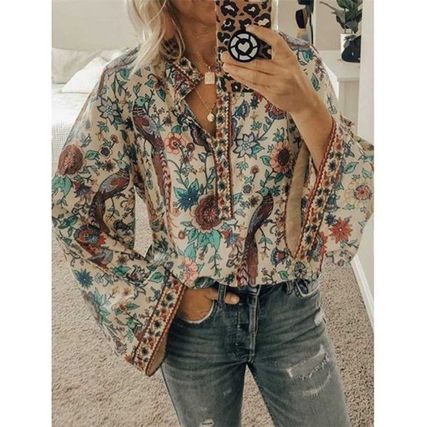 women's blouses shirts cinessd women print blouses casual loose stand v neck long sleeves button plus size pullover female tee shirts, White
women's blouses shirts cinessd women print blouses casual loose stand v neck long sleeves button plus size pullover female tee shirts, White