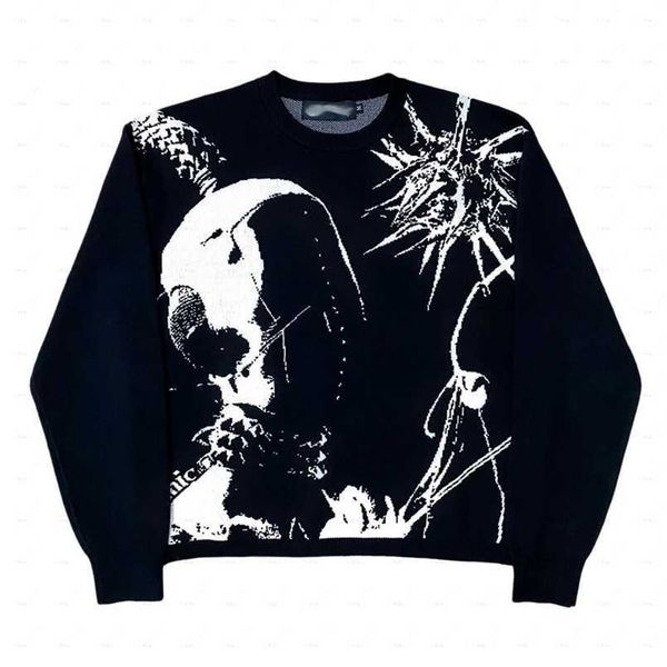 men's sweaters y2k knitted sweater graphic mens vintage loose distressed pullovers casual harajuku autumn women cotton knitwear 220923, White;black
men's sweaters y2k knitted sweater graphic mens vintage loose distressed pullovers casual harajuku autumn women cotton knitwear 220923, White;black