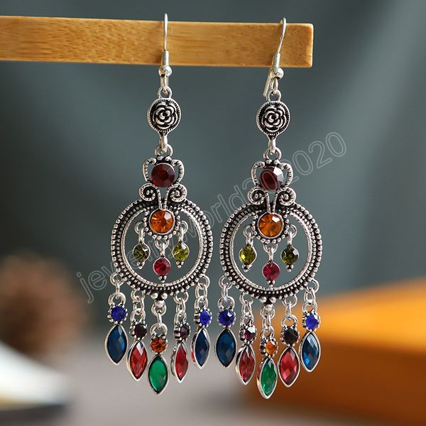 boho vintage blue rhinestone water drop tassel dangle earrings ethnic round hollow long hanging earrings for women party jewelry, Silver
boho vintage blue rhinestone water drop tassel dangle earrings ethnic round hollow long hanging earrings for women party jewelry, Silver