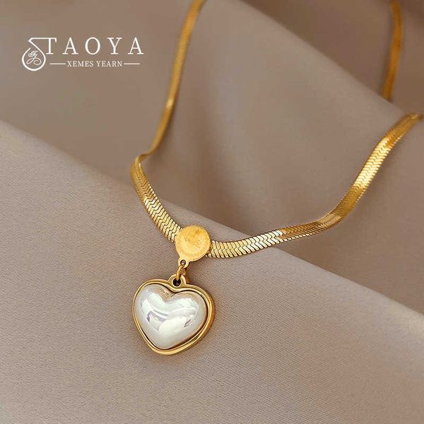 non fading necklace 2022 new pearl heart pendant stainless steel gold color necklace party for womens luxury jewelry accessories, Silver
non fading necklace 2022 new pearl heart pendant stainless steel gold color necklace party for womens luxury jewelry accessories, Silver