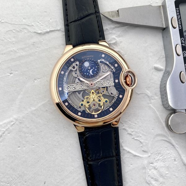 men watch stainless steel tourbillon two stitches 46mm luxury brand automatic mechanical watches leather strap cart fashion moon phase, Slivery;brown
men watch stainless steel tourbillon two stitches 46mm luxury brand automatic mechanical watches leather strap cart fashion moon phase, Slivery;brown