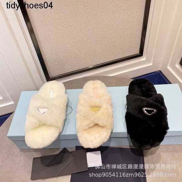 prad winter autumn and new prads family woolen slippers women's fur one-piece cross flat bottom woolen shoes inverted triangular label, Black
prad winter autumn and new prads family woolen slippers women's fur one-piece cross flat bottom woolen shoes inverted triangular label, Black
