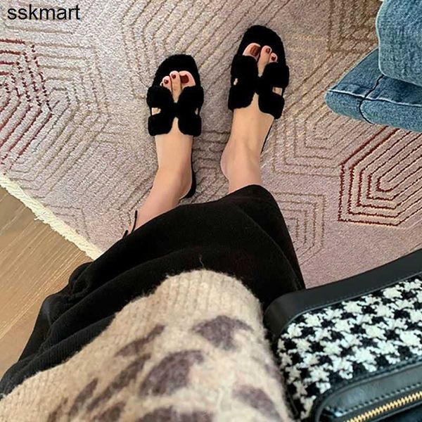 slippers designer h fur slippers new online red teddy lamb wool flat bottom ins fashion brand versatile casual one character sandals, Black
slippers designer h fur slippers new online red teddy lamb wool flat bottom ins fashion brand versatile casual one character sandals, Black