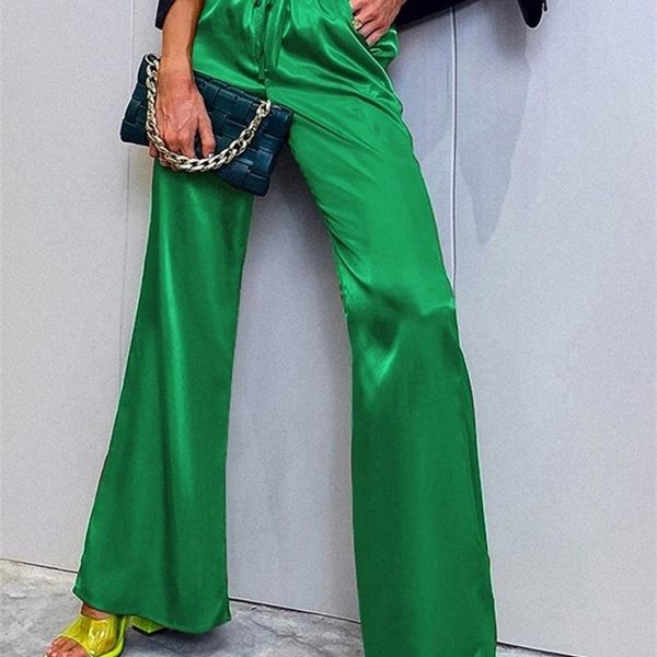 women's pants capris satin slik women trousers vonda casual solid color high waist wide leg pant hosen damen femininas 220922, Black;white
women's pants capris satin slik women trousers vonda casual solid color high waist wide leg pant hosen damen femininas 220922, Black;white
