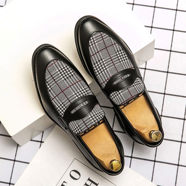 British Loafers Men Shoes Black PU Stitching Plaid Pointed Mask Fashion Classic Business Casual Wedding Party Daily AD228, Clear
British Loafers Men Shoes Black PU Stitching Plaid Pointed Mask Fashion Classic Business Casual Wedding Party Daily AD228, Clear