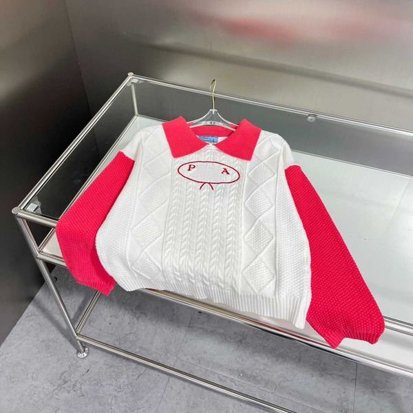 women's knits & tees early autumn fashion embroidery pattern splice contrast collar knitwear women, White
women's knits & tees early autumn fashion embroidery pattern splice contrast collar knitwear women, White