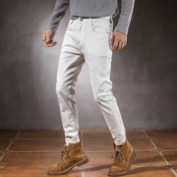 men's jeans casual white ripped men slim stretch frayed classic version simple youth comfortable denim pants male trousers brand 220923, Blue
men's jeans casual white ripped men slim stretch frayed classic version simple youth comfortable denim pants male trousers brand 220923, Blue