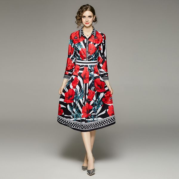 elegant printing buttons midi shirt dress long sleeve 2022 designer runway fashion womens casual office floral dresses slim a-line ladies co, Black;gray
elegant printing buttons midi shirt dress long sleeve 2022 designer runway fashion womens casual office floral dresses slim a-line ladies co, Black;gray