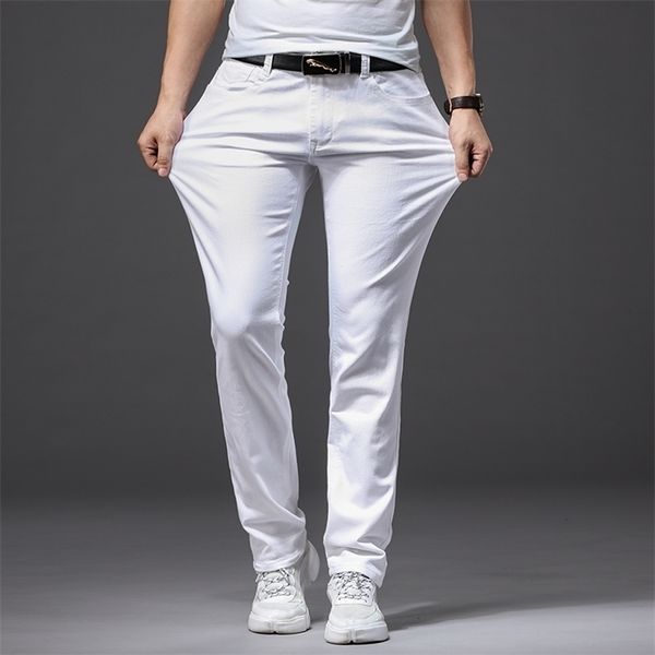 men's jeans spring stretch white classic style slim fit soft trousers male brand business casual pants 220922, Blue
men's jeans spring stretch white classic style slim fit soft trousers male brand business casual pants 220922, Blue