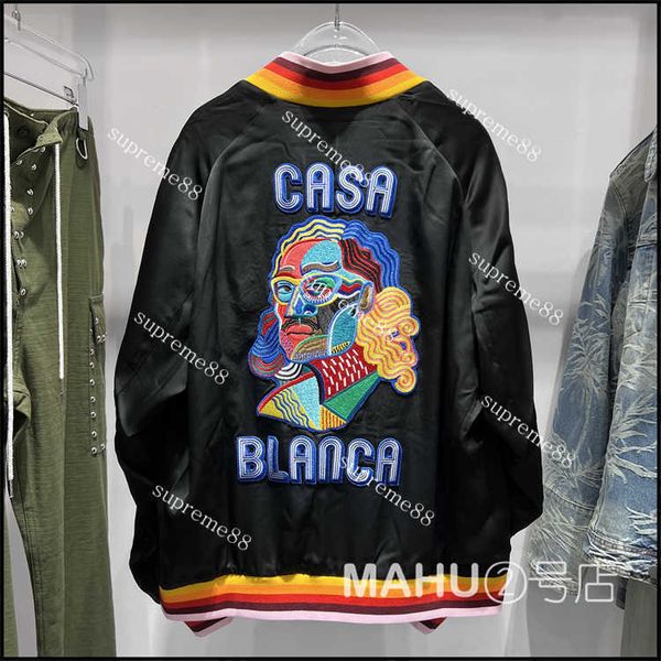 casablanca macaron rib silk jacket masao portrait embroidery baseball neck slim coat for men and women, Black;brown
casablanca macaron rib silk jacket masao portrait embroidery baseball neck slim coat for men and women, Black;brown