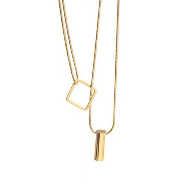 Stainless Steel Gold Color Overlay Double-Layer Pendant Necklace Women's Fashion Jewelry Party Girls' Fadeless Accessories
Stainless Steel Gold Color Overlay Double-Layer Pendant Necklace Women's Fashion Jewelry Party Girls' Fadeless Accessories