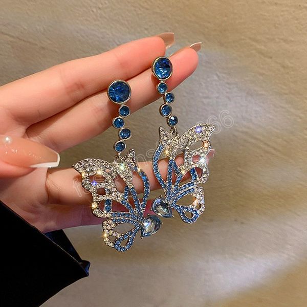 butterfly wings dangle earrings european and american fashion personality blue crystal earrings women jewelry gifts, Silver
butterfly wings dangle earrings european and american fashion personality blue crystal earrings women jewelry gifts, Silver