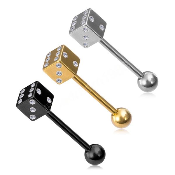 lucky dice tongue piercing barbell surgical steel tongue ring stud bar retainer for women men body jewelry, Silver
lucky dice tongue piercing barbell surgical steel tongue ring stud bar retainer for women men body jewelry, Silver