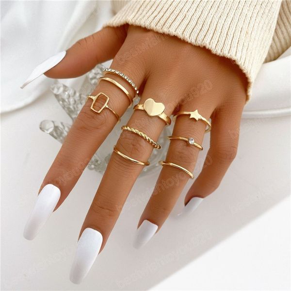 vintage gold color star heart ring set for women boho geometric crystal open rings 2022 trendy jewelry gift, Silver
vintage gold color star heart ring set for women boho geometric crystal open rings 2022 trendy jewelry gift, Silver