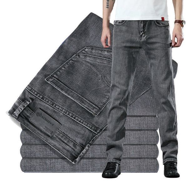 men's jeans classic straight men spring elasticity loose casual business denim pants comfortable gray blue male trousers 220923
men's jeans classic straight men spring elasticity loose casual business denim pants comfortable gray blue male trousers 220923