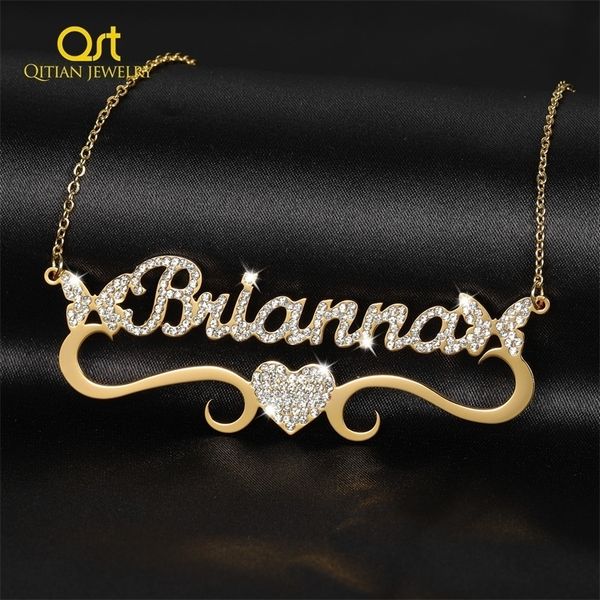 pendant necklaces personalized butterfly iced out name necklace with heart for women stainless steel jewelry gift customized names necklac 2, Silver
pendant necklaces personalized butterfly iced out name necklace with heart for women stainless steel jewelry gift customized names necklac 2, Silver