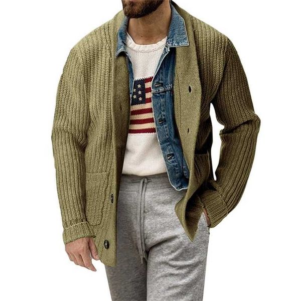 men's sweaters men knitted cardigan autumn winter casual solid turn down collar long sleeve jacket clothing fashion coats 220923, White;black
men's sweaters men knitted cardigan autumn winter casual solid turn down collar long sleeve jacket clothing fashion coats 220923, White;black