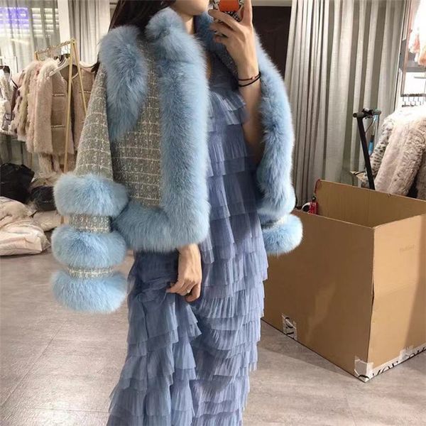 women s fur faux natural coat luxury short jacket women winter knitted real outwear chinese style 220926, Black
women s fur faux natural coat luxury short jacket women winter knitted real outwear chinese style 220926, Black