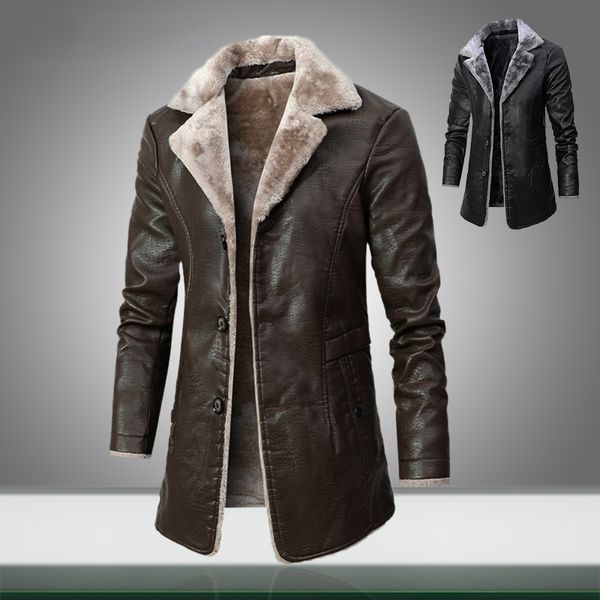autumn winter men fleece leather jacket warm thicken velvet mens casual pu jacket long windbreaker faux leather outwear coats, Black
autumn winter men fleece leather jacket warm thicken velvet mens casual pu jacket long windbreaker faux leather outwear coats, Black