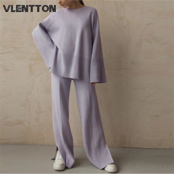 women's two piece pants winter women sweater knitted tracksuits suit female o neck split loose ant set 220926, White
women's two piece pants winter women sweater knitted tracksuits suit female o neck split loose ant set 220926, White