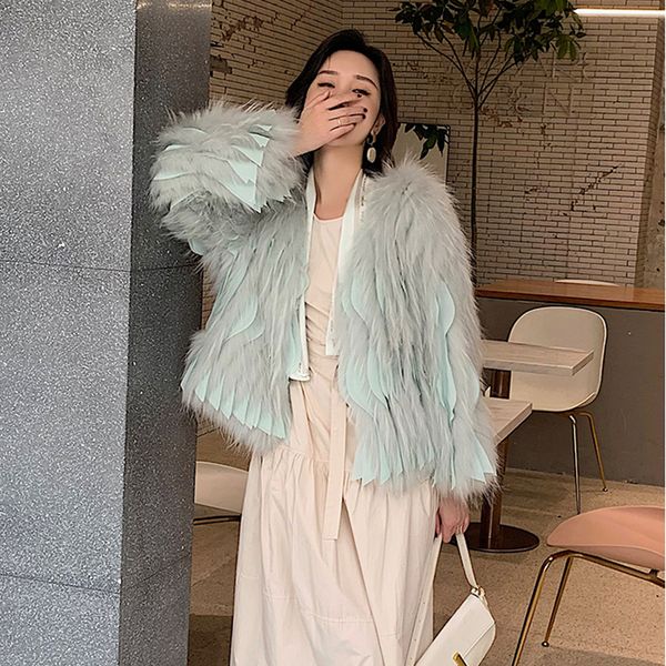 women s fur faux real women coat winter casual warm short knitted chiffon ruffles stitching natural raccoon dog jackets clothing 220926, Black
women s fur faux real women coat winter casual warm short knitted chiffon ruffles stitching natural raccoon dog jackets clothing 220926, Black