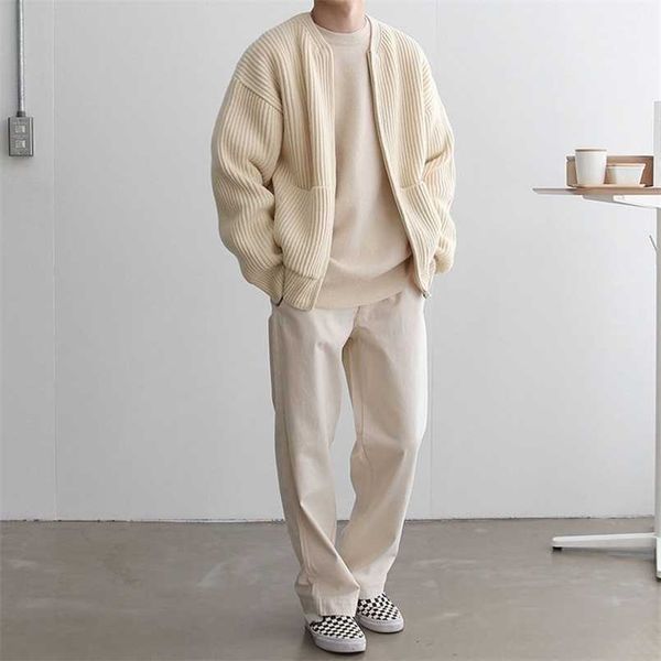 men's sweaters spring and autumn solid color round neck sweater knitted cardigan jacket 220923, White;black
men's sweaters spring and autumn solid color round neck sweater knitted cardigan jacket 220923, White;black