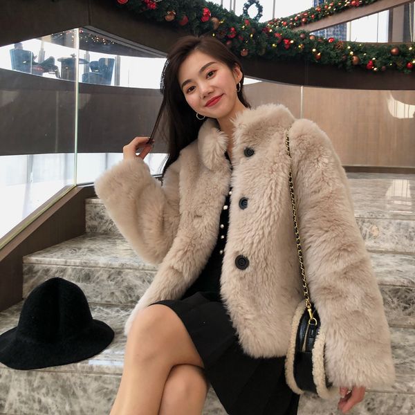 women s fur faux winter jacket women overcoat single breasted woven real natural wool turn down collar warm loose thick outerwear 220926, Black
women s fur faux winter jacket women overcoat single breasted woven real natural wool turn down collar warm loose thick outerwear 220926, Black