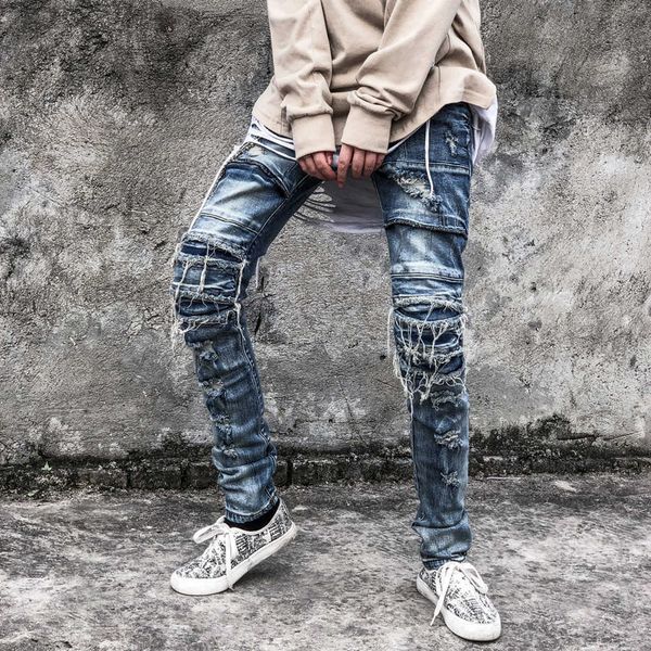 men's jeans severe worn ripped vintage wash blue jeans pleated skinny motorcycle biker couple men hip hop street denim trousers 220923
men's jeans severe worn ripped vintage wash blue jeans pleated skinny motorcycle biker couple men hip hop street denim trousers 220923