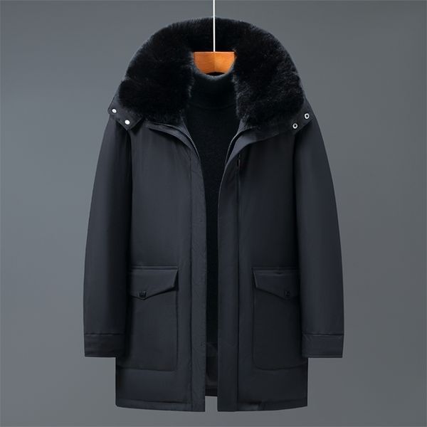 men's down parkas brand middle-aged jacket winter fur collar 90% white duck coat hooded warm windbreaker 220924, Black
men's down parkas brand middle-aged jacket winter fur collar 90% white duck coat hooded warm windbreaker 220924, Black