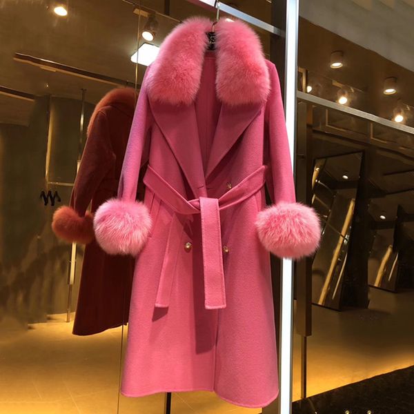 women s fur faux korea cashmere long coat with real collar cuff women autumn s warm large jacket female outwear spring loose 220926, Black
women s fur faux korea cashmere long coat with real collar cuff women autumn s warm large jacket female outwear spring loose 220926, Black