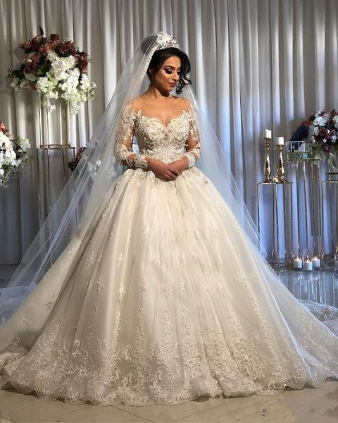 arabic dubai princess wedding dresses lace bridal gowns appliques beaded sheer jewel neck long sleeves ivory tulle a-line robe de mariage 20, White
arabic dubai princess wedding dresses lace bridal gowns appliques beaded sheer jewel neck long sleeves ivory tulle a-line robe de mariage 20, White