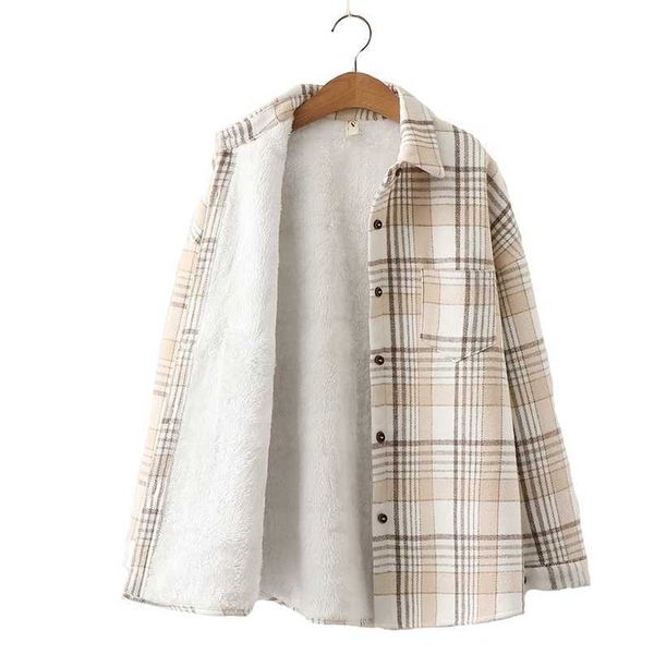 women's blouses shirts fashion thick velvet plaid shirts women winter keep warm blouses and casual slim female clothes outwear 220923, White
women's blouses shirts fashion thick velvet plaid shirts women winter keep warm blouses and casual slim female clothes outwear 220923, White