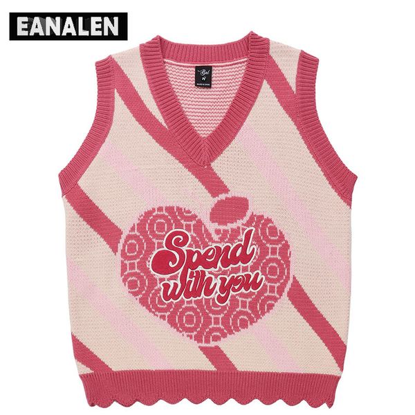 men's sweaters harajuku vintage pink love knit sweater vest girl oversized thick sweater back heartbeat pullover grandpa sweater women&, White;black
men's sweaters harajuku vintage pink love knit sweater vest girl oversized thick sweater back heartbeat pullover grandpa sweater women&, White;black