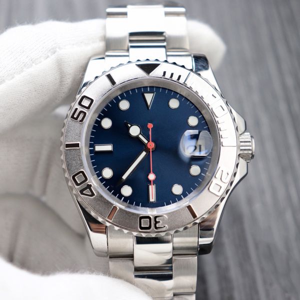 

Men's watch yachtm blue dial 40mm luminous waterproof magnifying calendar 904L stainless steel automatic mechanical watch