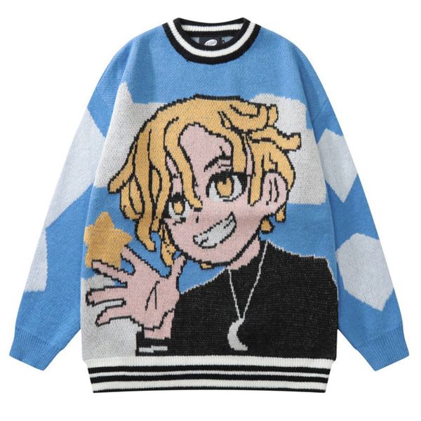 men's sweaters cartoon anime character jacquard knit sweater trend long sleeved round neck pullover teen autumn fashion casual 220923, White;black
men's sweaters cartoon anime character jacquard knit sweater trend long sleeved round neck pullover teen autumn fashion casual 220923, White;black