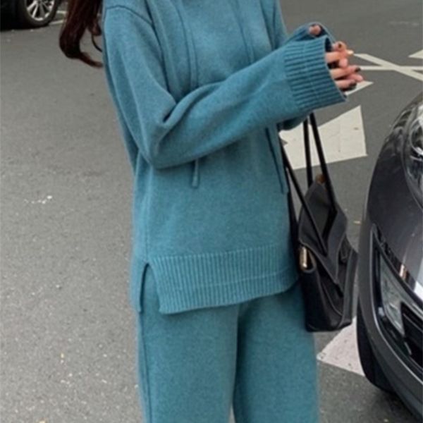 women's two piece pants fashion elegant casual women knitted sweater pant suits hooded loose wide leg trousers pieces set femme clothe, White
women's two piece pants fashion elegant casual women knitted sweater pant suits hooded loose wide leg trousers pieces set femme clothe, White