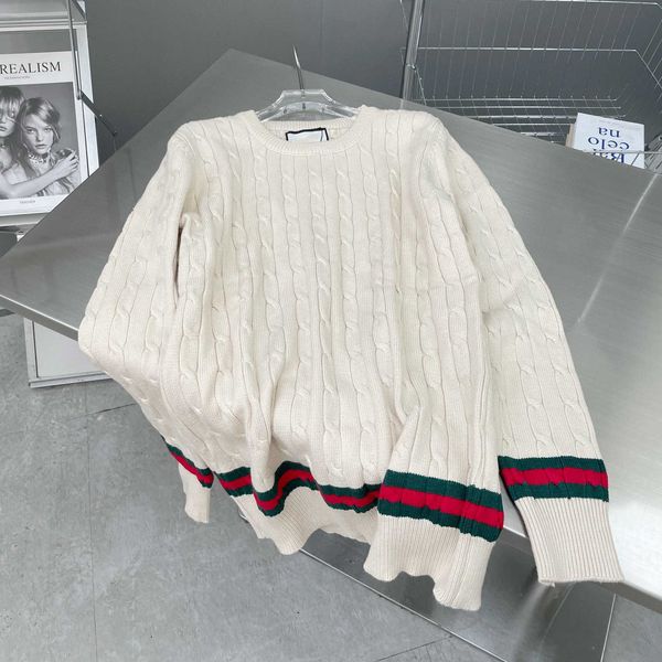 women's knits & tees autumn winter sweater contrast color fried dough twist stripe pullover loose lazy wind men's and women's, White
women's knits & tees autumn winter sweater contrast color fried dough twist stripe pullover loose lazy wind men's and women's, White
