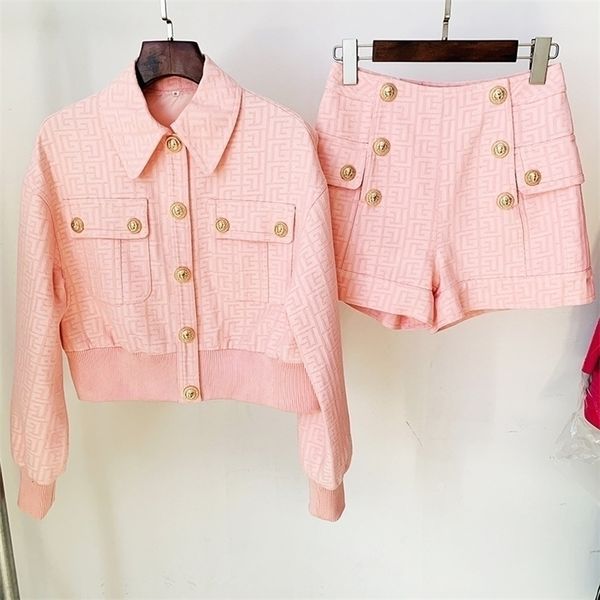 women's two piece pants pink shorts jacket sets summer fashion gold button labyrinth pattern jacquard slim short coat 220926, White
women's two piece pants pink shorts jacket sets summer fashion gold button labyrinth pattern jacquard slim short coat 220926, White