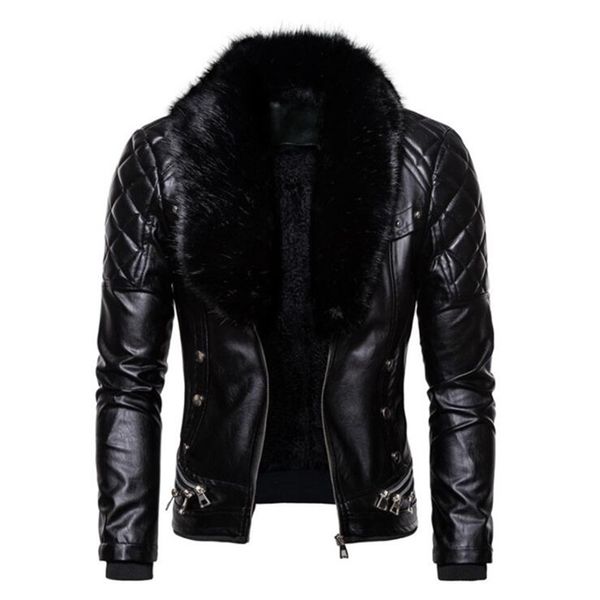 men's leather faux punk wind men pu jacket solid color fur collar removable rivet leisure retro style male fur coat outwear s-2xl 22092, Black
men's leather faux punk wind men pu jacket solid color fur collar removable rivet leisure retro style male fur coat outwear s-2xl 22092, Black