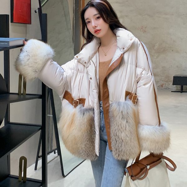 women s fur faux white duck down jacket female winter with real bottom stand collar a style warm clothing 220926, Black
women s fur faux white duck down jacket female winter with real bottom stand collar a style warm clothing 220926, Black