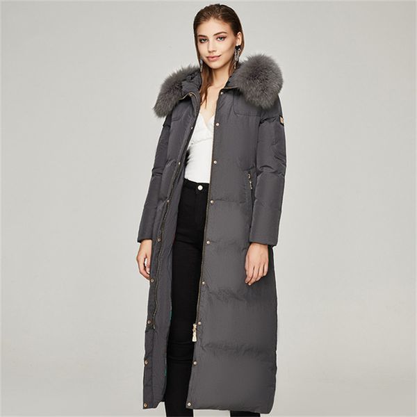 fox fur collar down jacket women winter white duck long section over-the-knee thick coats, Black
fox fur collar down jacket women winter white duck long section over-the-knee thick coats, Black